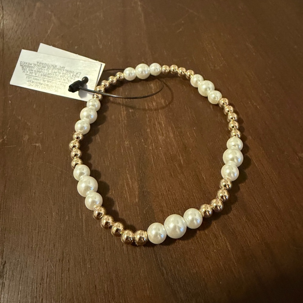 Goldtone Bead Stretch Bracelet - Picture 4 of 5